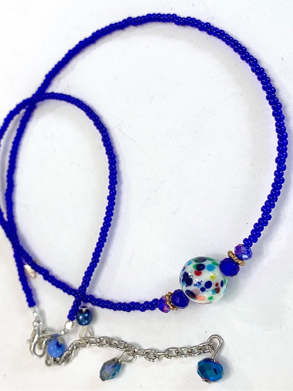 Colorful Speckled Pottery Beaded Necklace